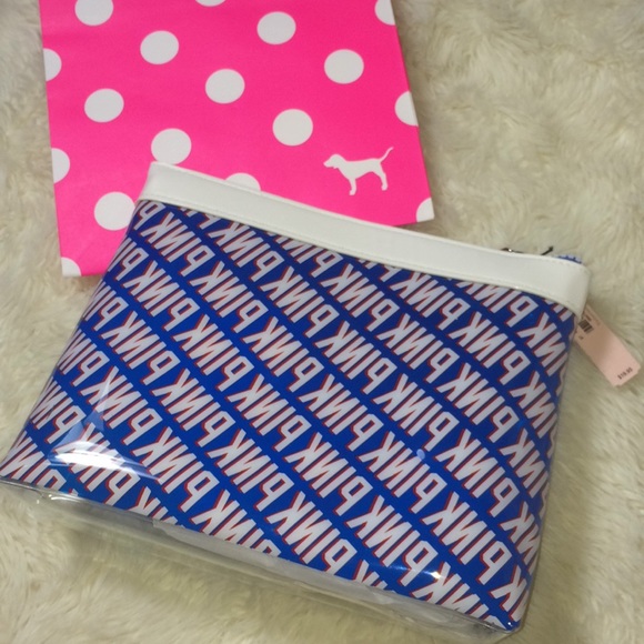PINK Victoria's Secret Handbags - Victoria's Secret pink Americana makeup bag pouch